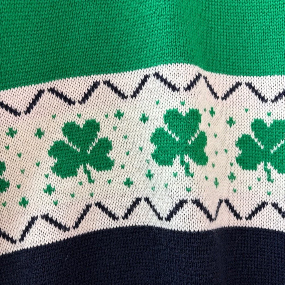 Blarney Castle Knitwear Shamrock Sweater Green Navy White Mens XXL Ireland